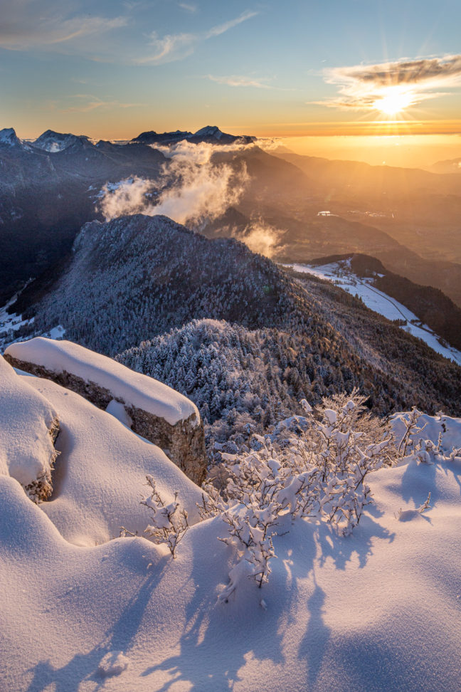 paysage d'hiver en montagne, stage photo randonnée en raquettes en Chartreuse